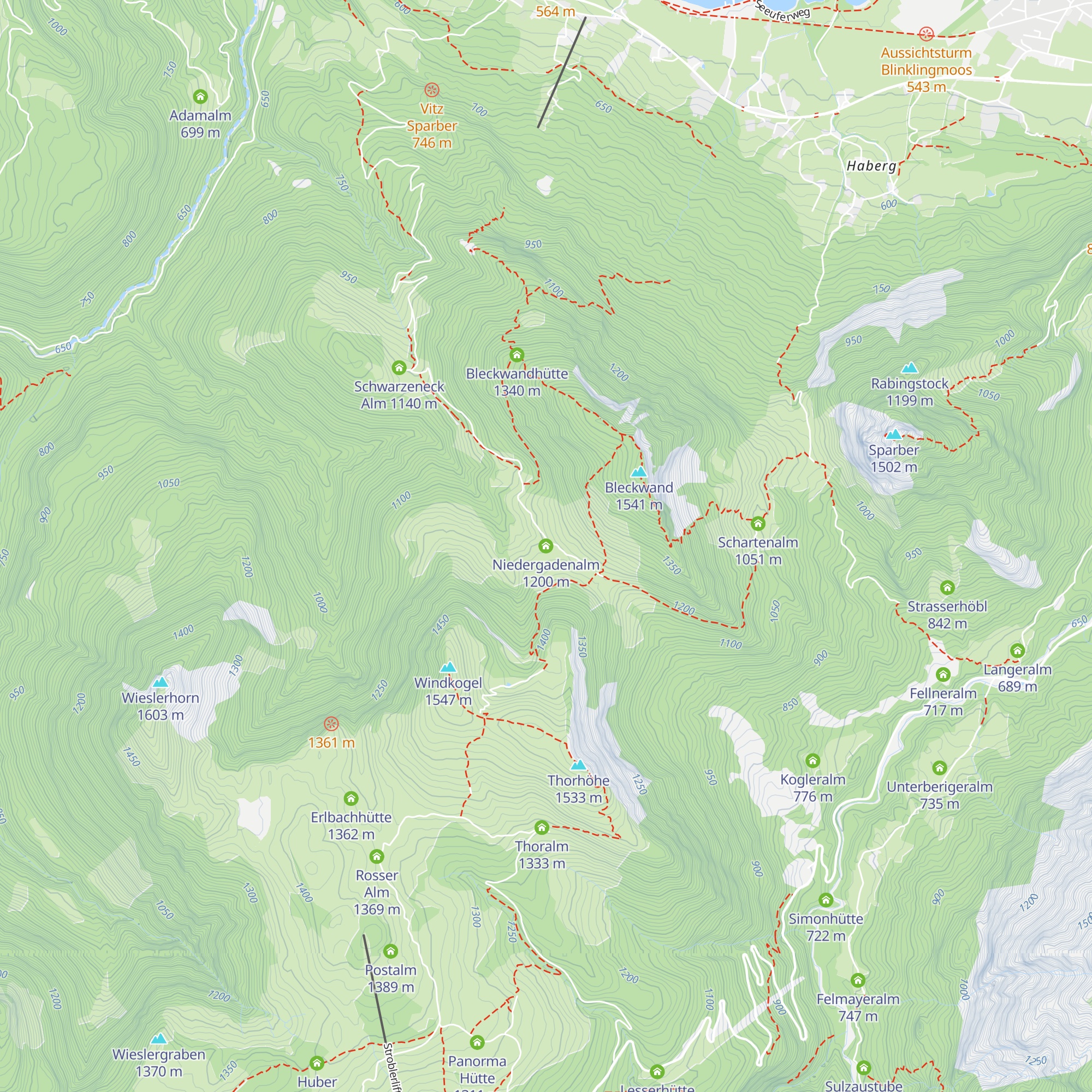 Niedergadenalm map