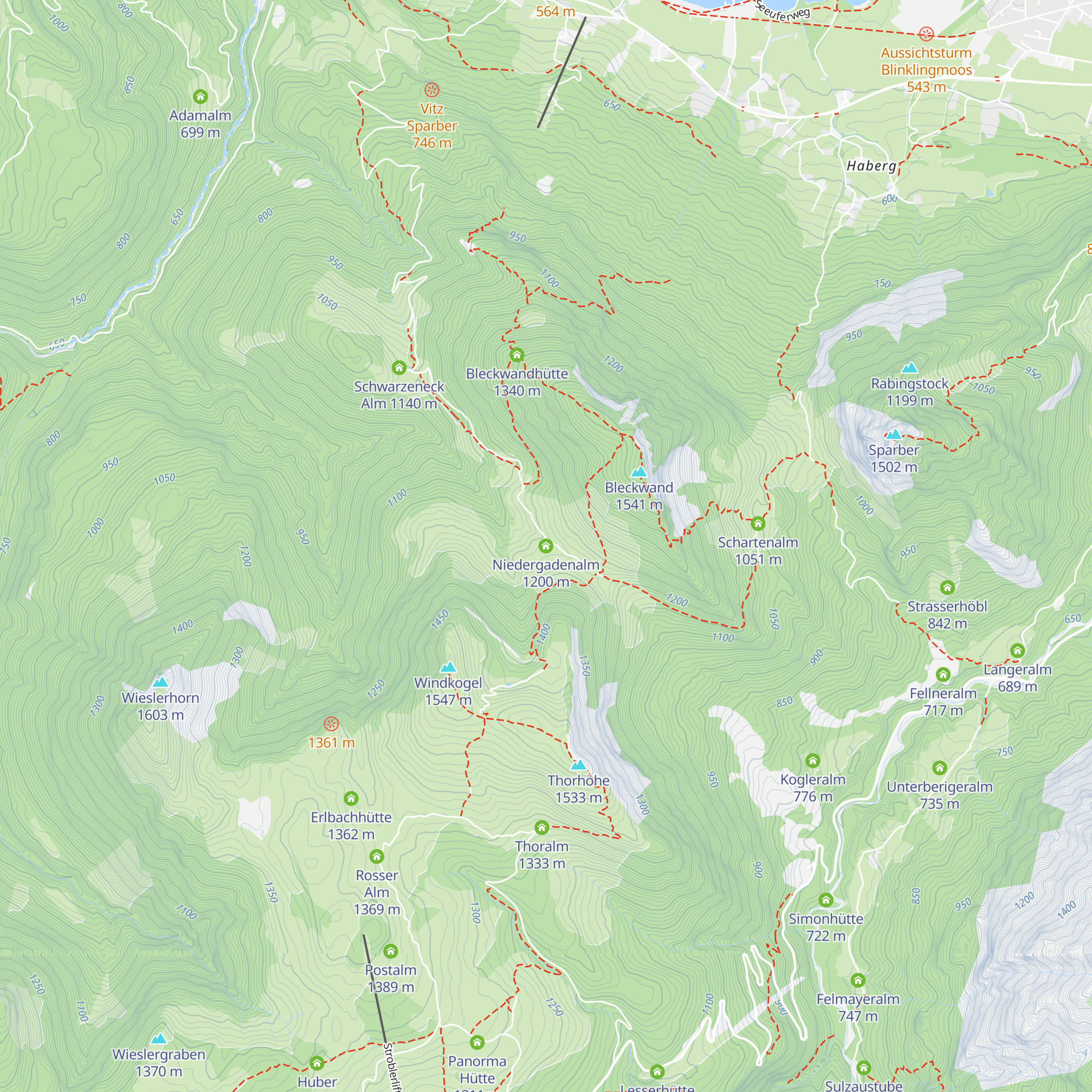Niedergadenalm map