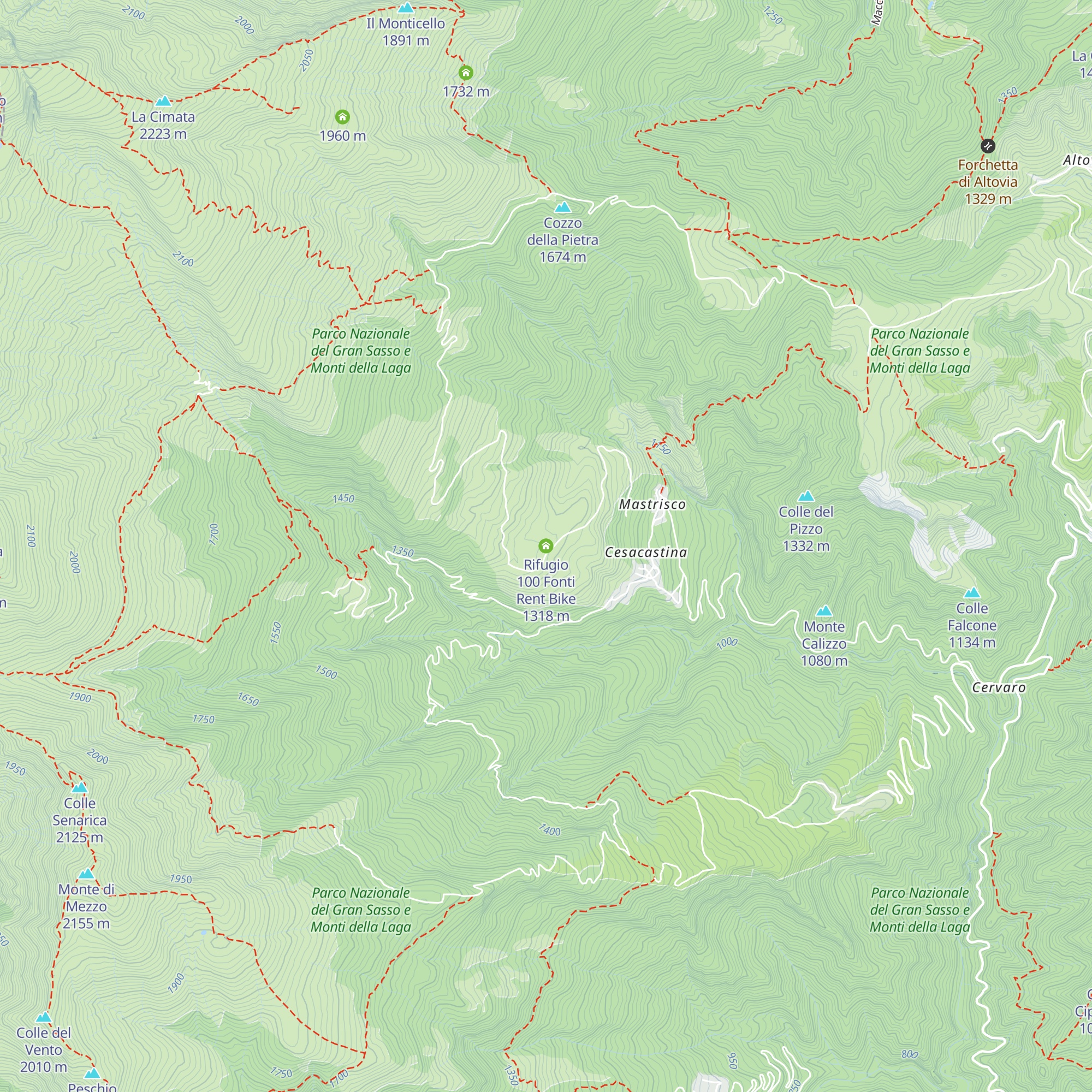Rifugio 100 Fonti Rent Bike map