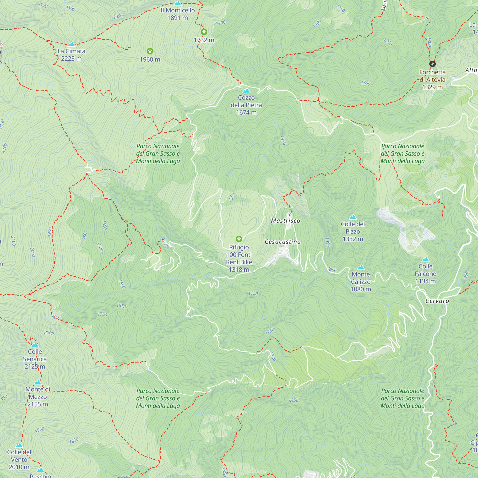 Rifugio 100 Fonti Rent Bike map