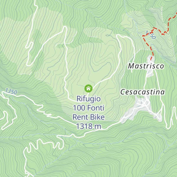 Map of Rifugio 100 Fonti Rent Bike