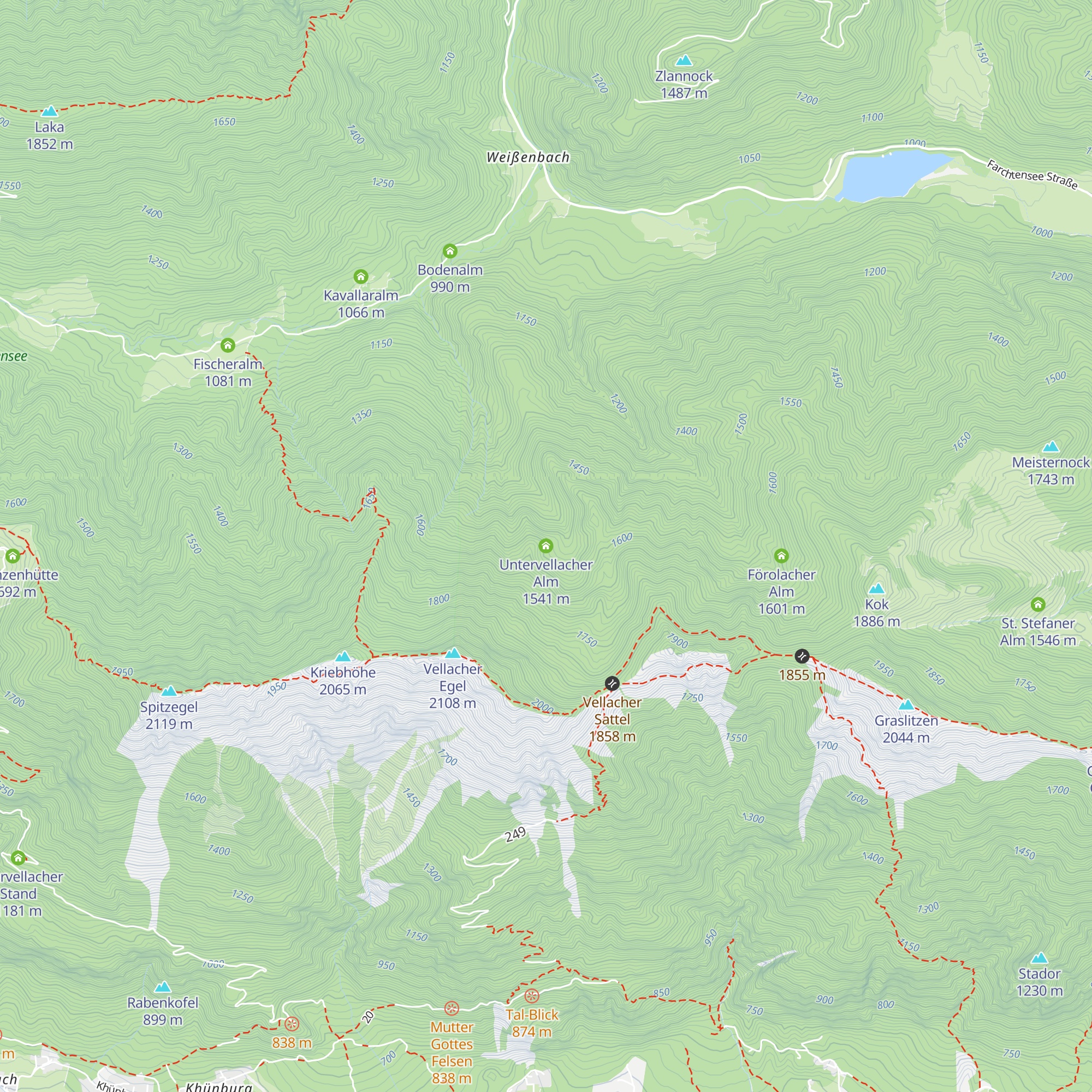 Untervellacher Alm map