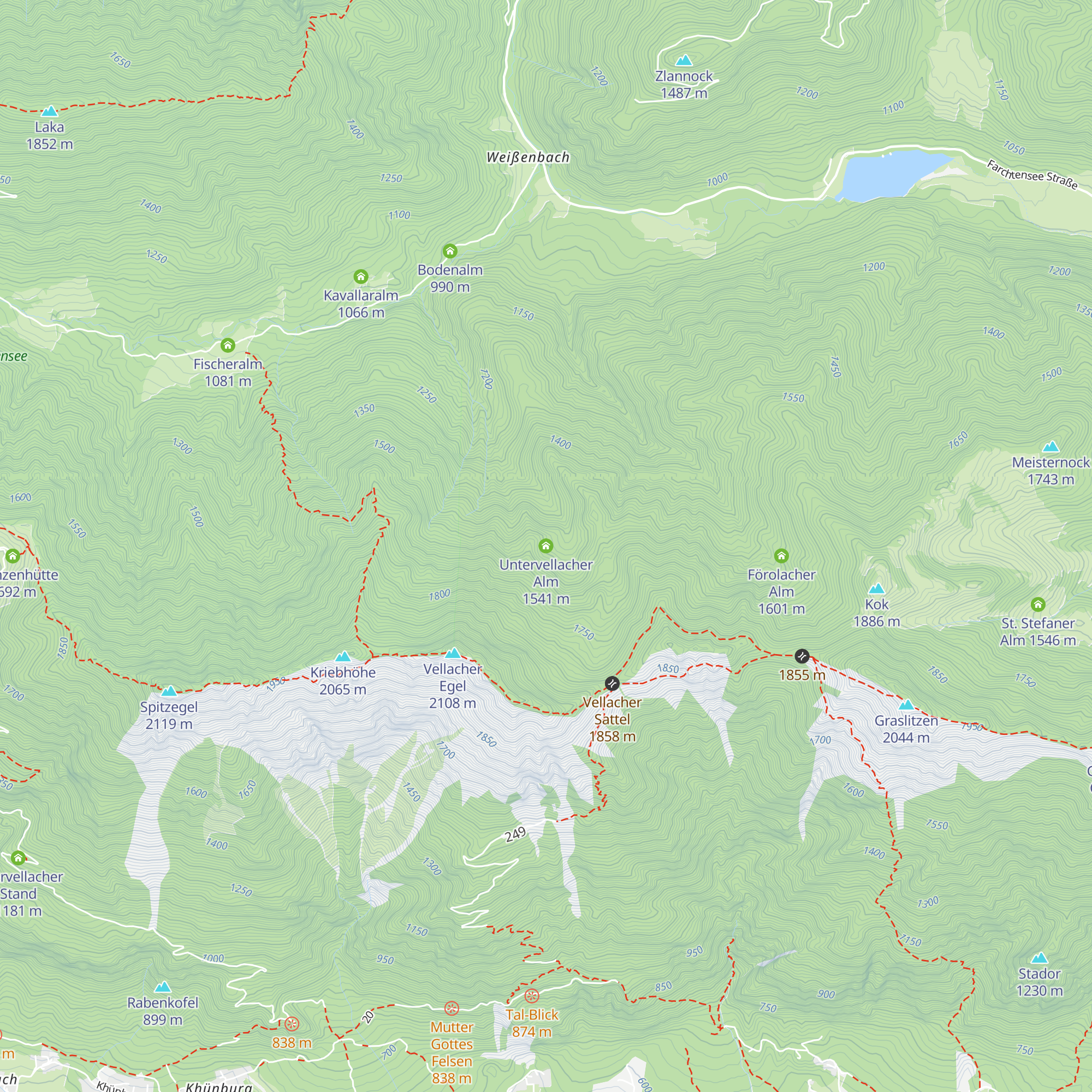 Untervellacher Alm map