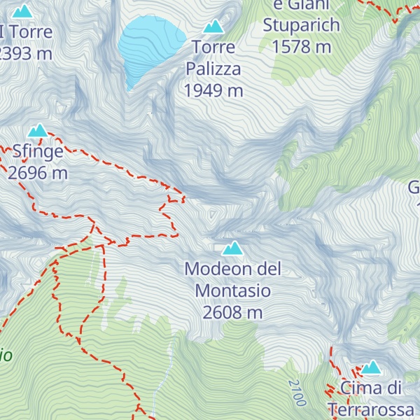 Map of Cima Verde del Montasio