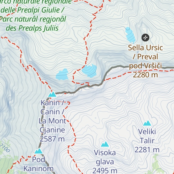 Map of Kaninski Vršič