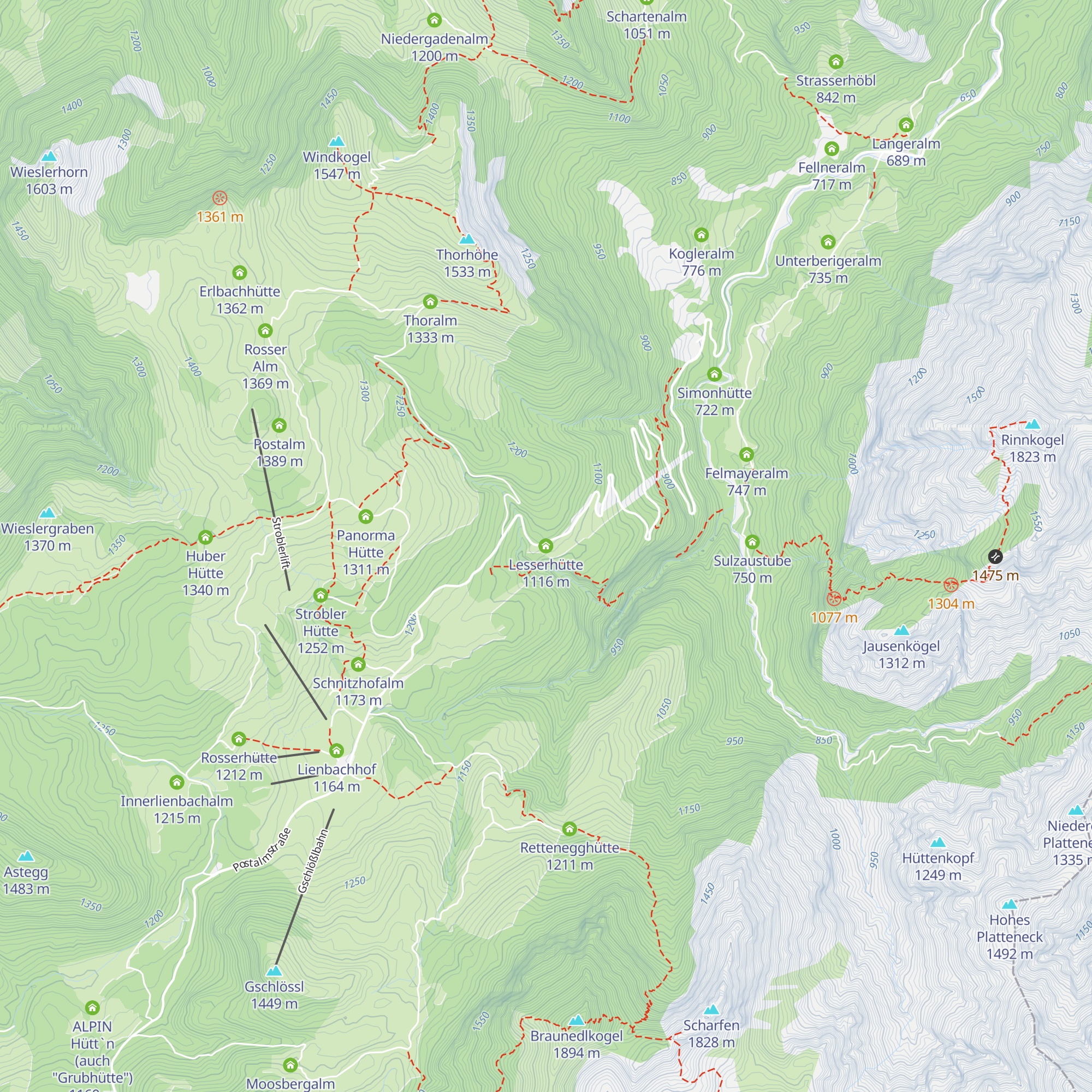 Lesserhütte map