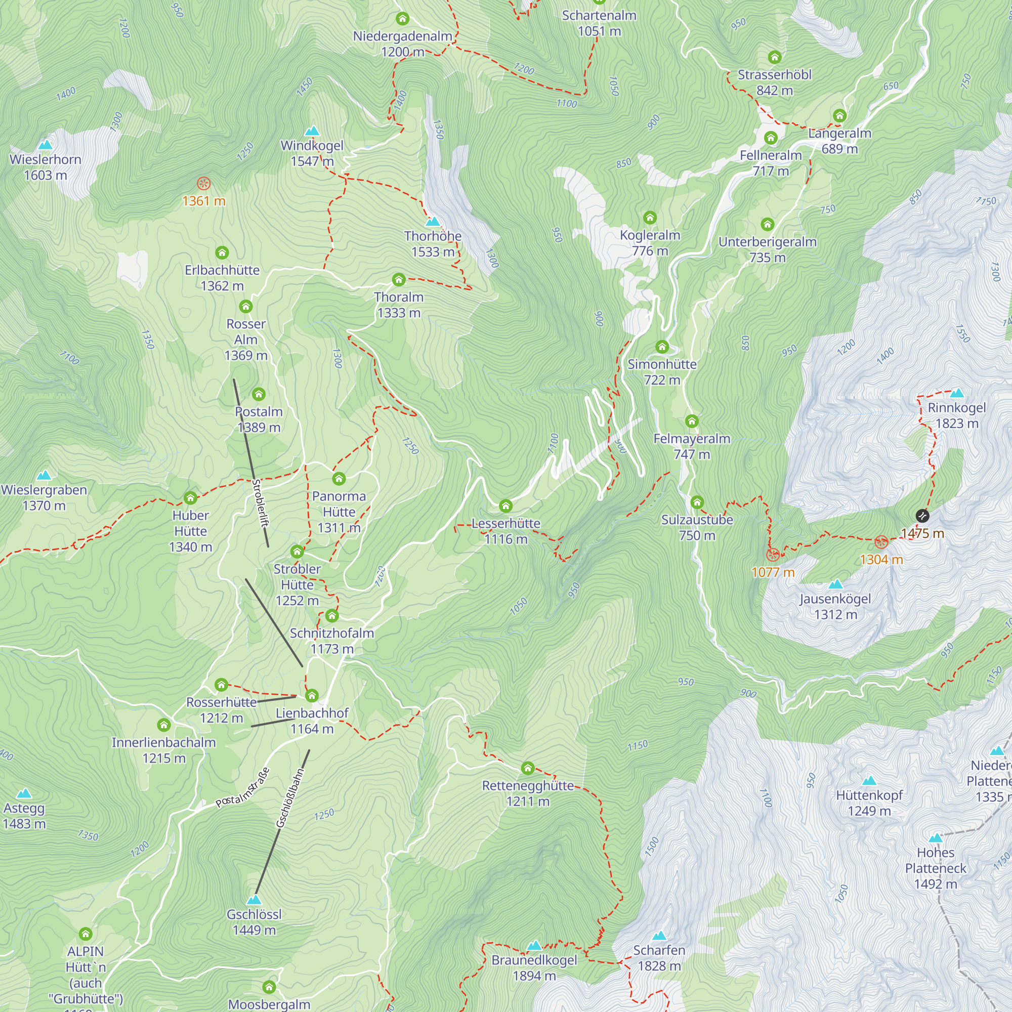 Lesserhütte map