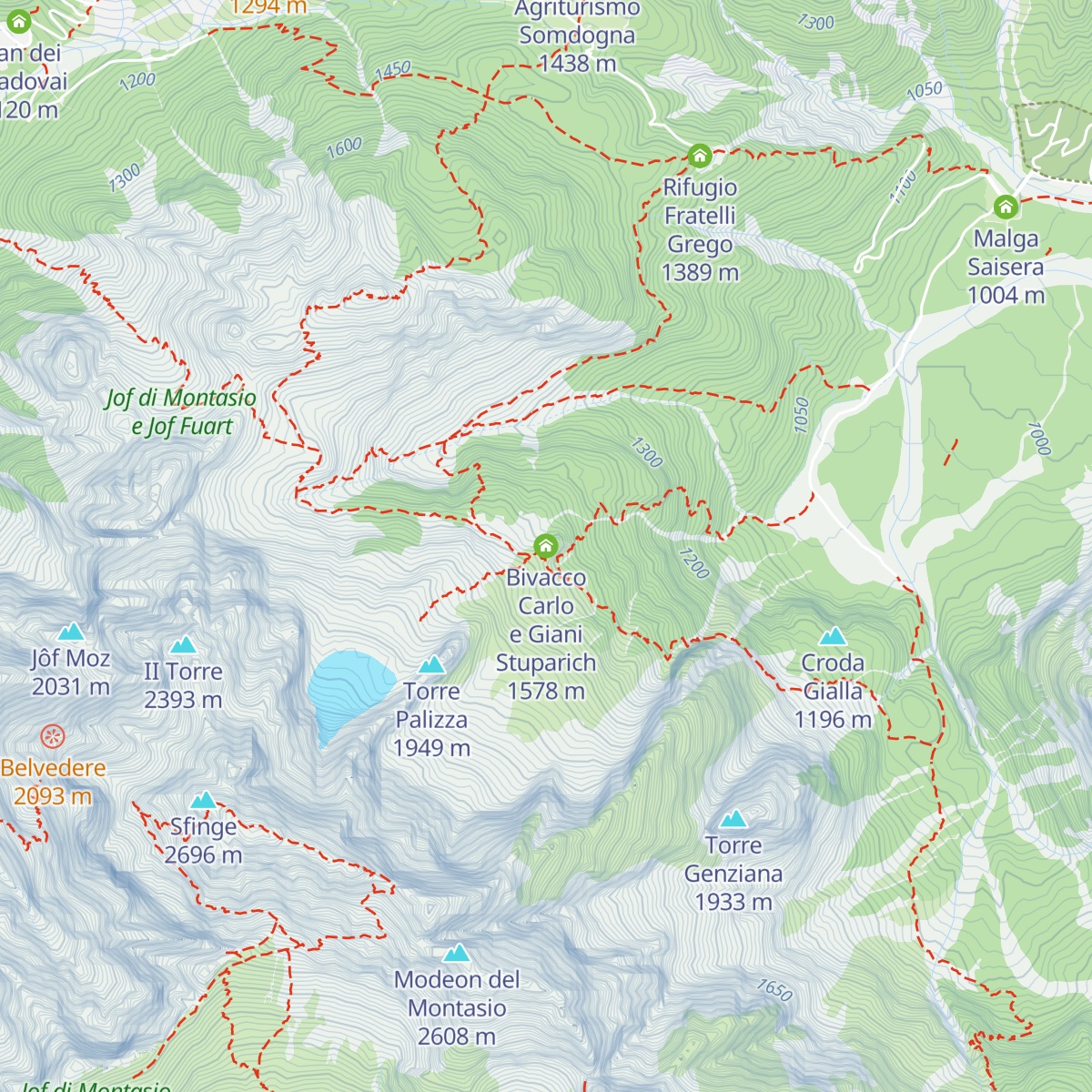 Bivacco Carlo e Giani Stuparich map