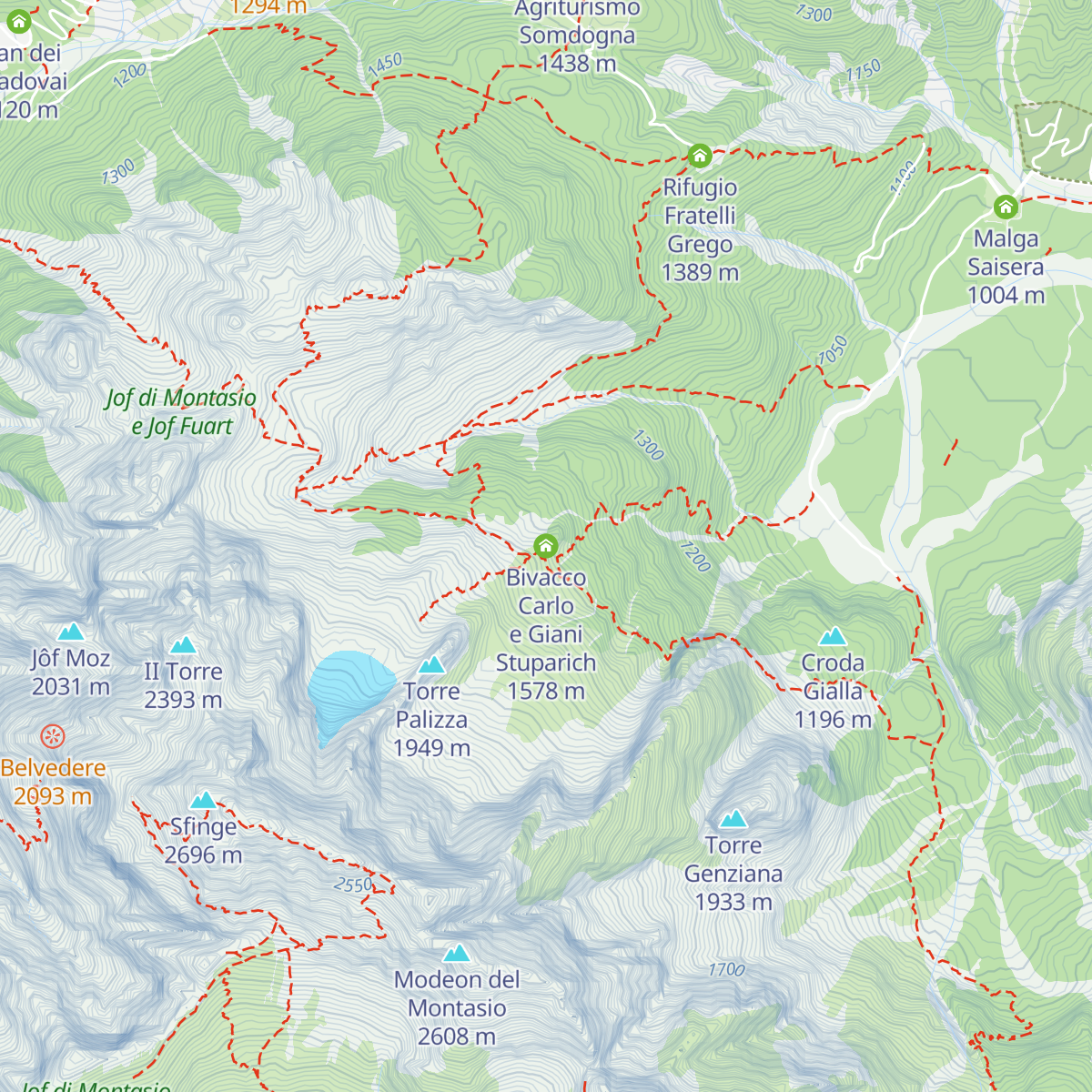 Bivacco Carlo e Giani Stuparich map