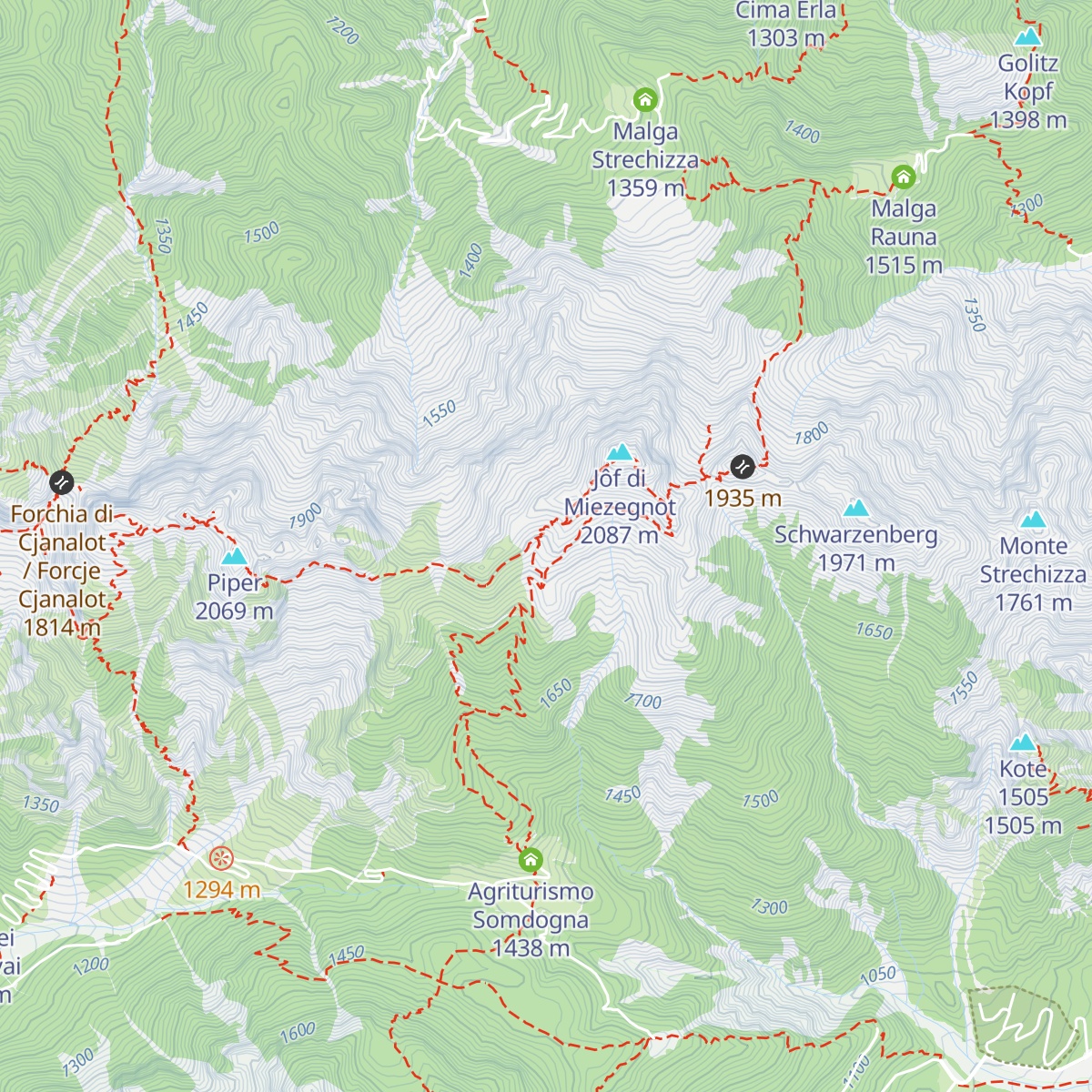 Ricovero Battaglione Alpini Gemona map