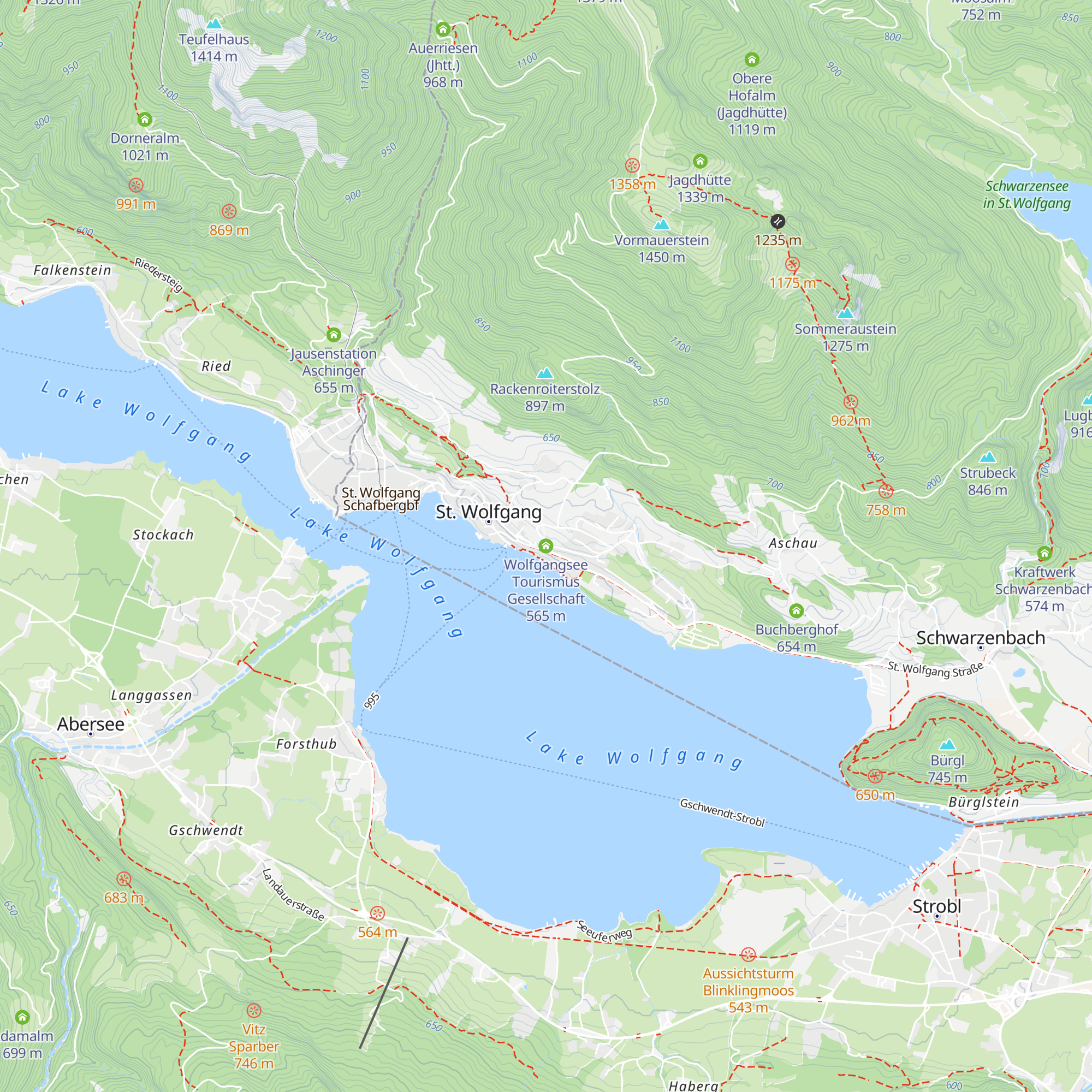 Wolfgangsee Tourismus Gesellschaft map