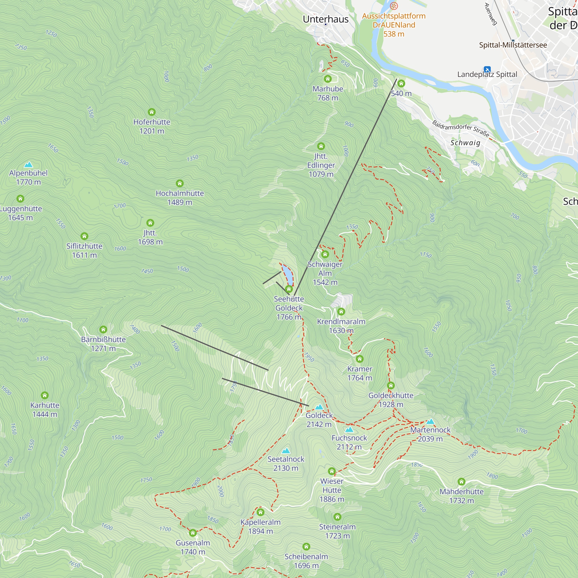 Seehütte Goldeck map