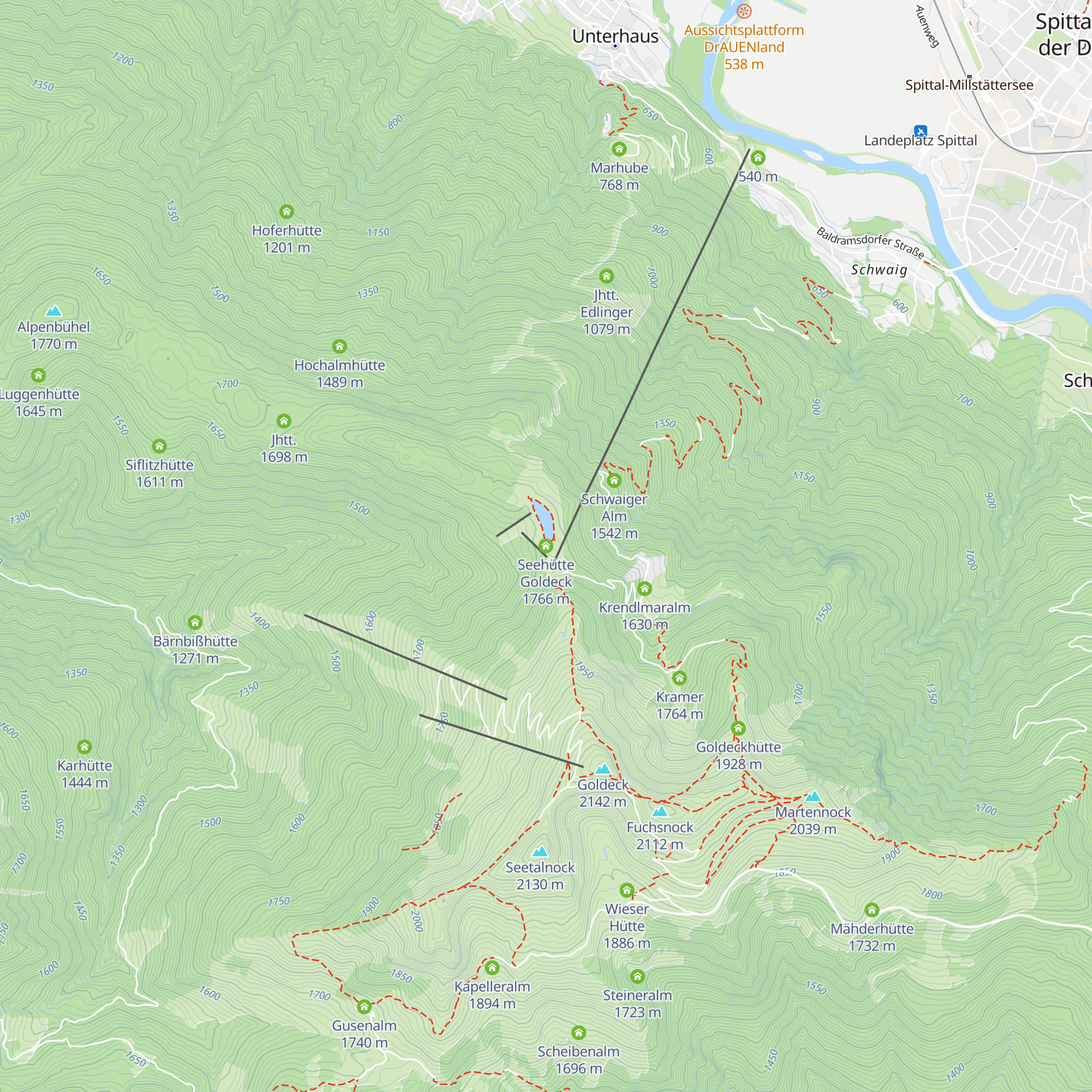 Seehütte Goldeck map