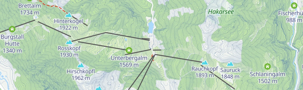 Map of the start of Höhentour Zauchensee - Hinterkogel - Lackenkogel - Flachau