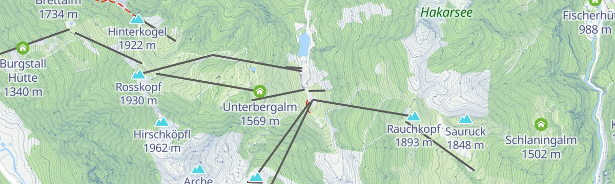 Map of the start of Wanderbus-Tipp: Zauchensee - Roßkopf - Lackenkogel - Altenmarkt