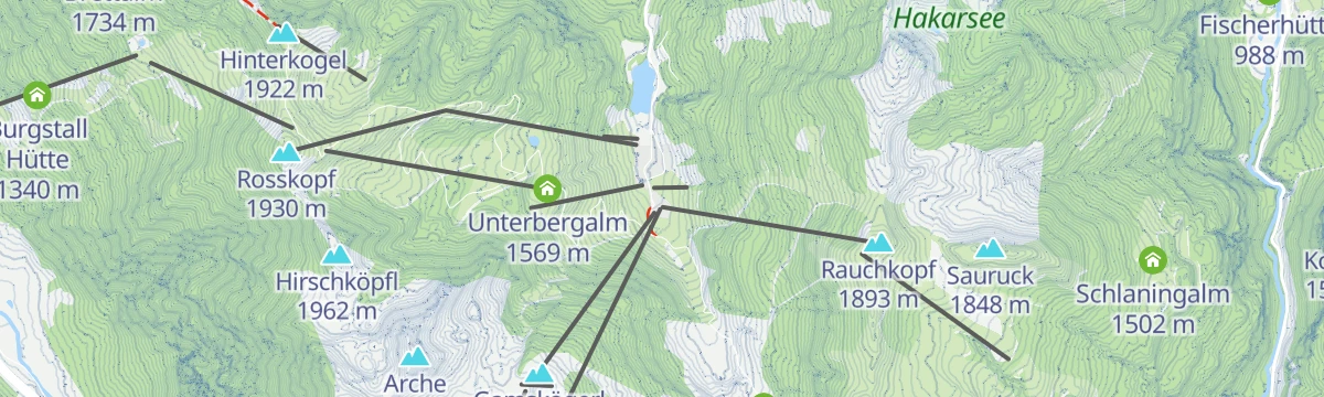 Map of the start of Arnoweg/Etappe 49 Zauchensee-Altenmarkt