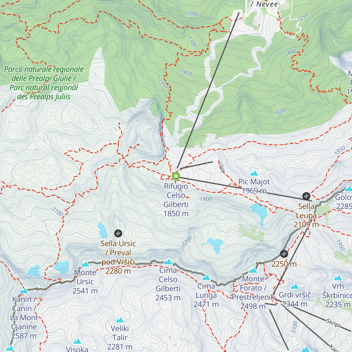 Rifugio Celso Gilberti map