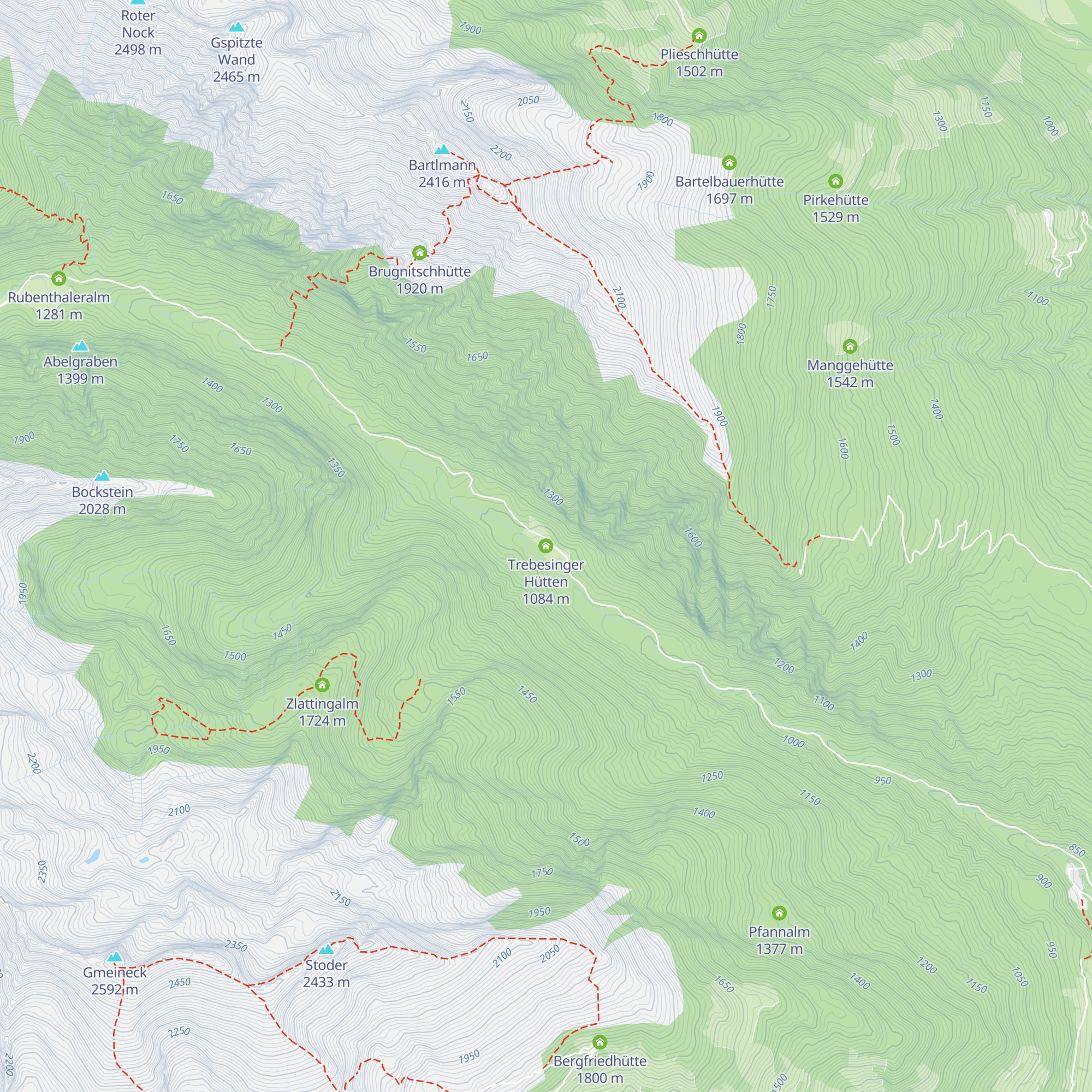 Trebesinger Hütten map