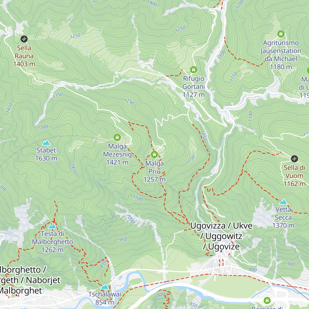 Malga Priu map