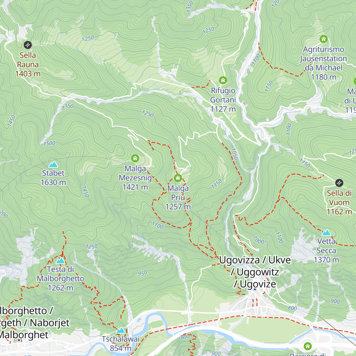 Malga Priu map