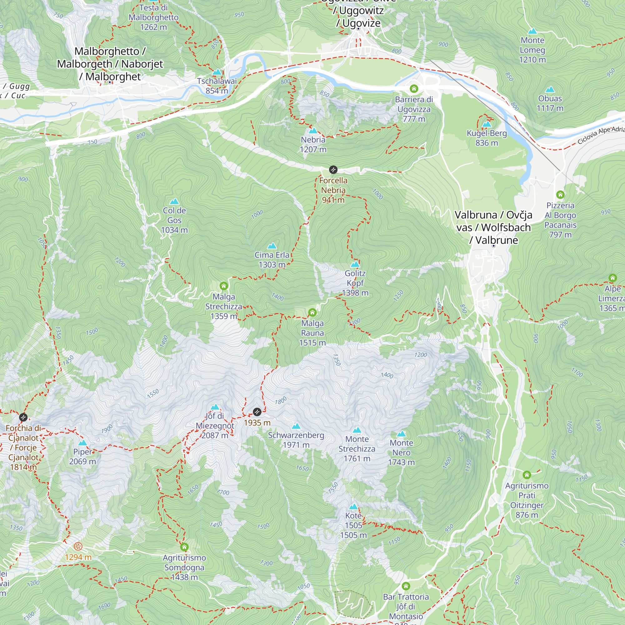 Malga Rauna map