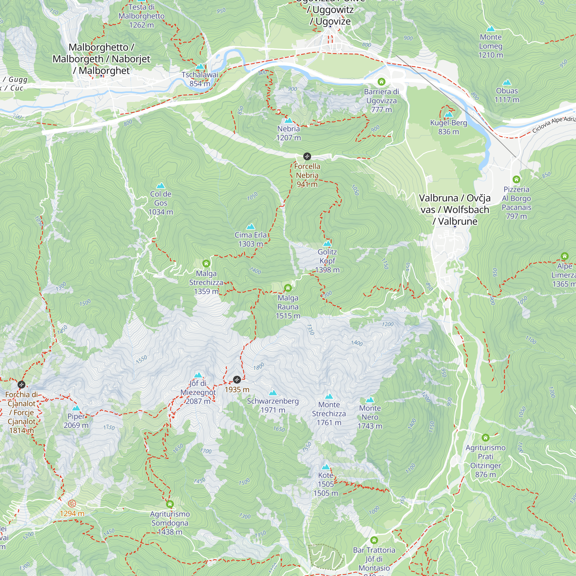 Malga Rauna map