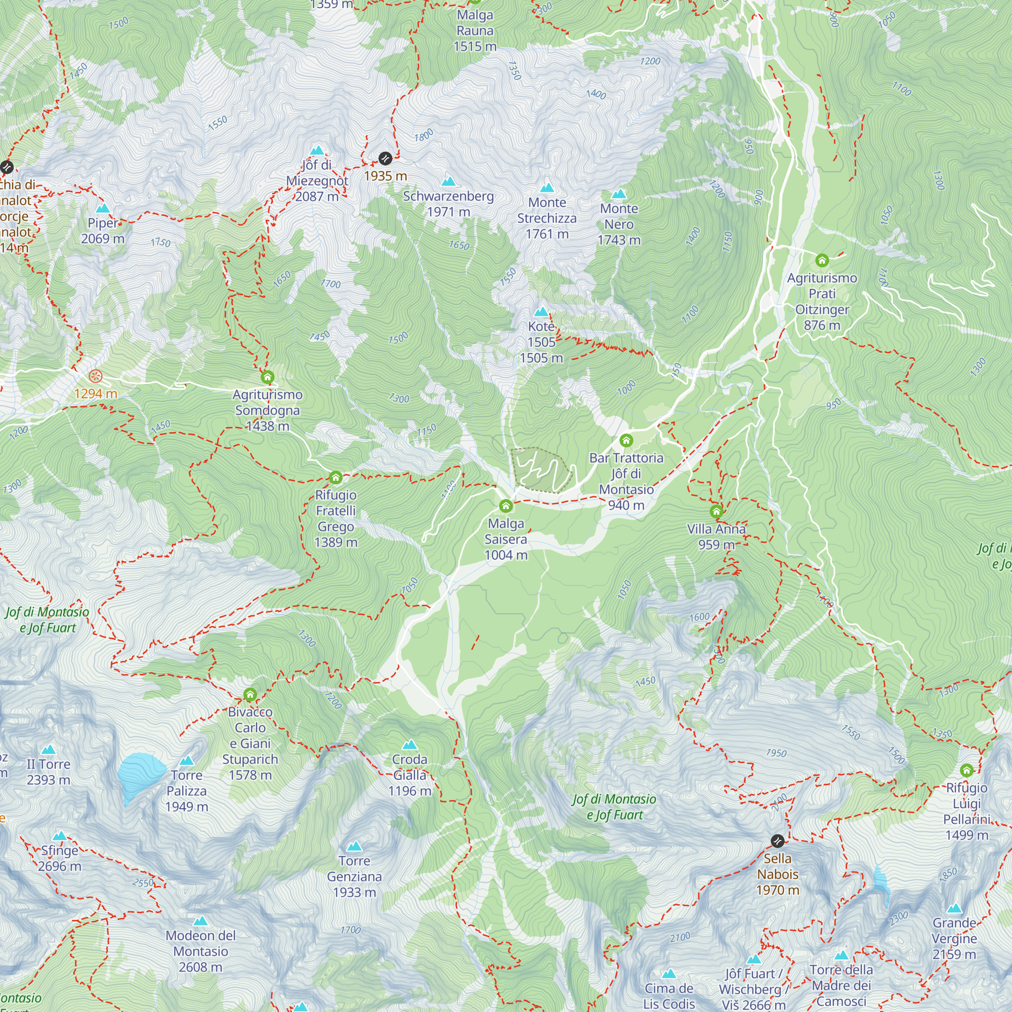 Malga Saisera map