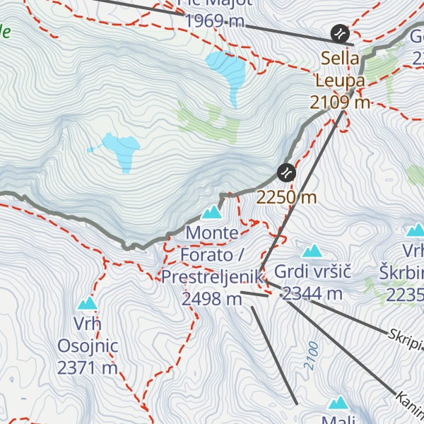 Map of Monte Forato / Prestreljenik
