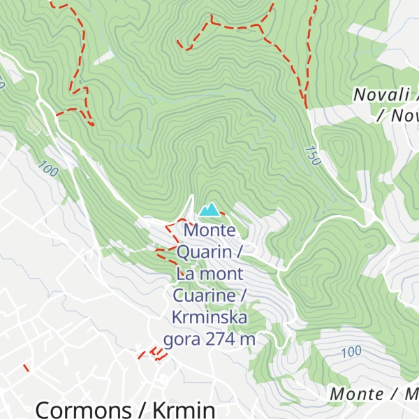 Map of Monte Quarin / La mont Cuarine / Krminska gora