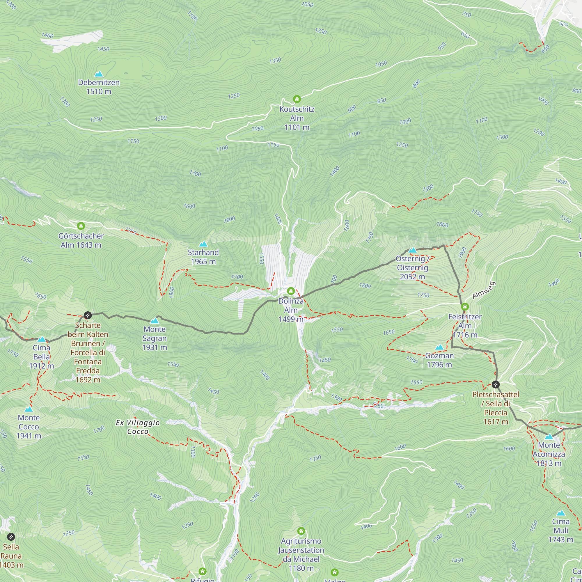 Dolinza Alm map