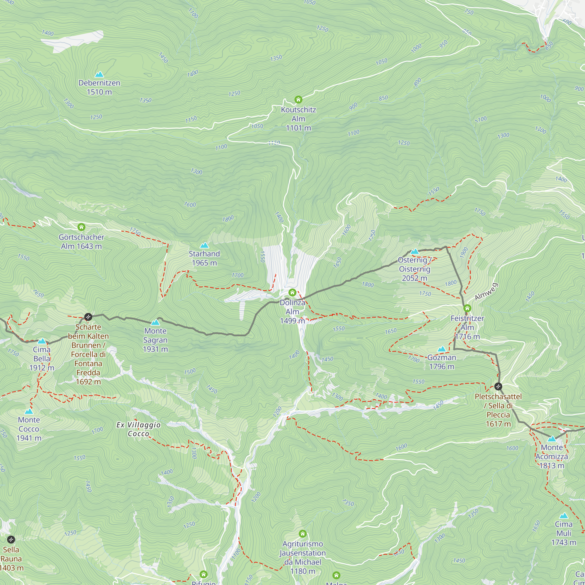 Dolinza Alm map