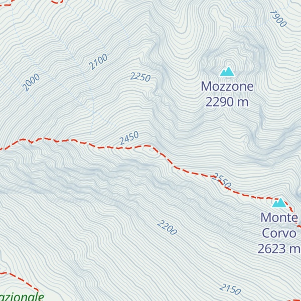 Map of Cima Ovest del Monte Corvo