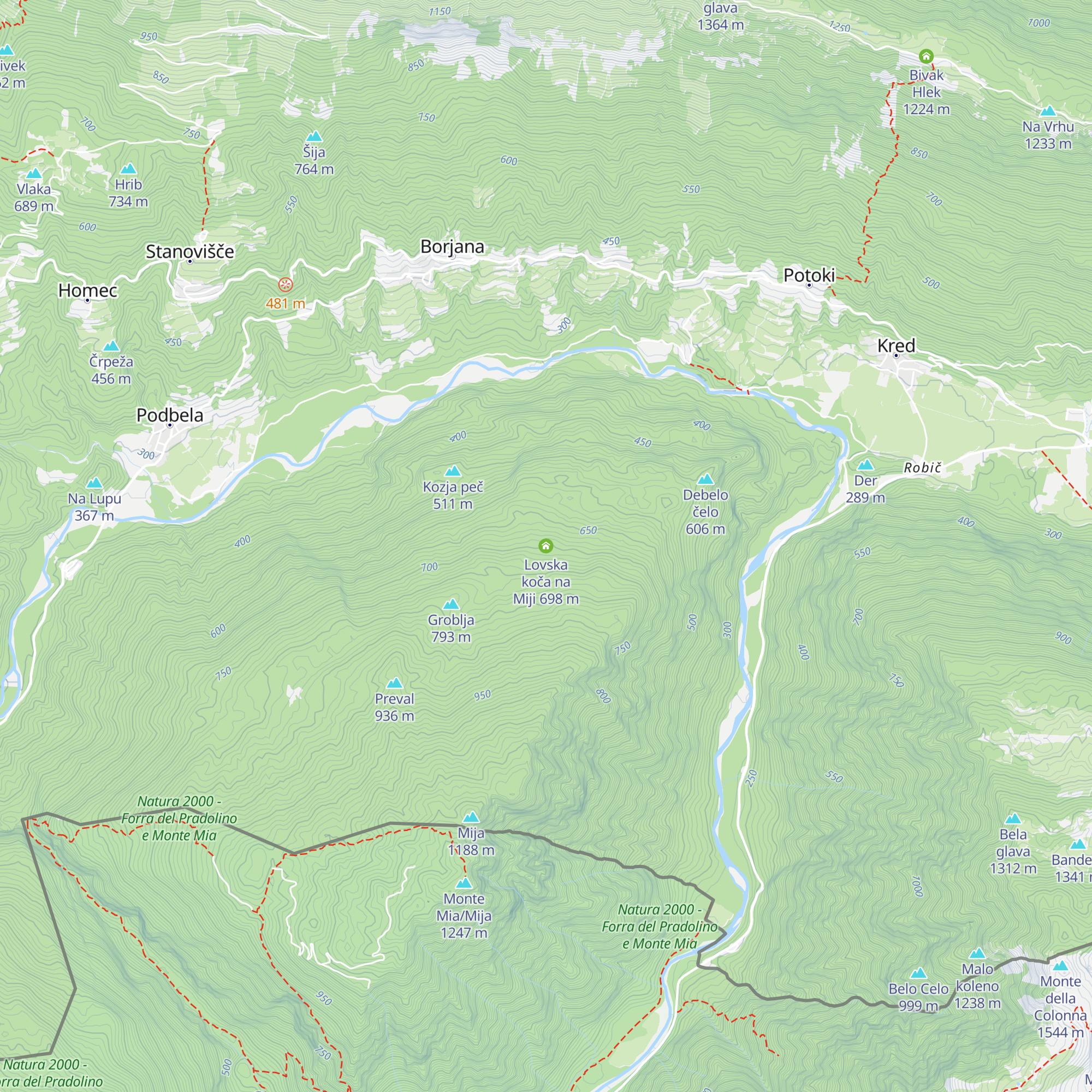 Lovska koča na Miji map