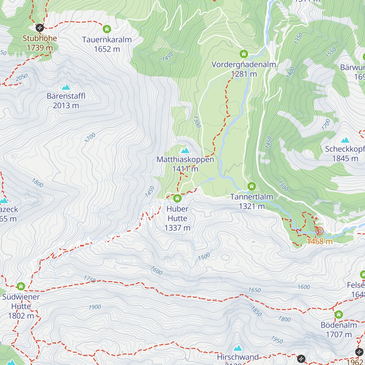 Weissenhofhütte Hintergnadenalm map