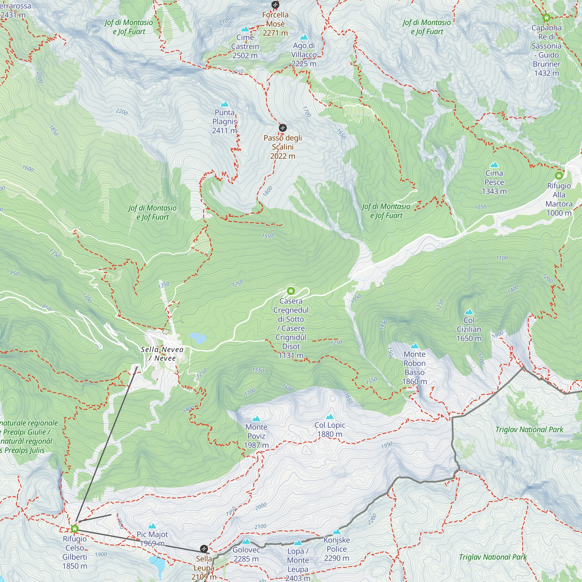 Casera Cregnedul di Sotto / Casere Crignidûl Disot map