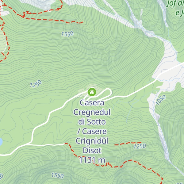 Map of Casera Cregnedul di Sotto / Casere Crignidûl Disot