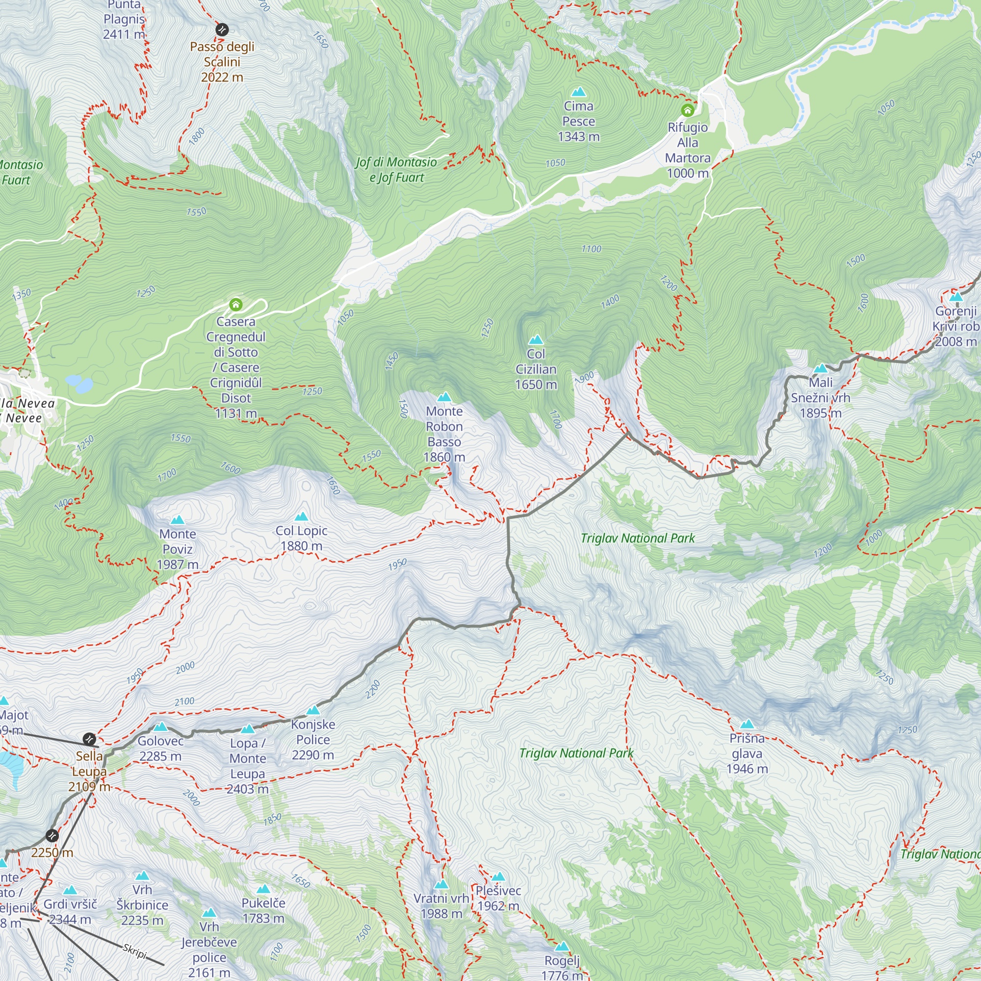 Bivacco Modonutti-Savoia map