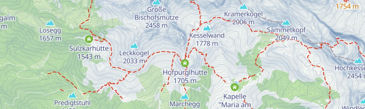 Map of the start of Übungsklettersteig "Albert-Weiß-Steig"