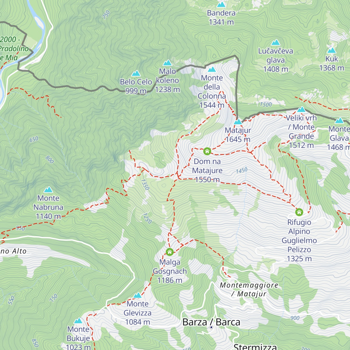 Ricovero Casera Marsinska Planina map