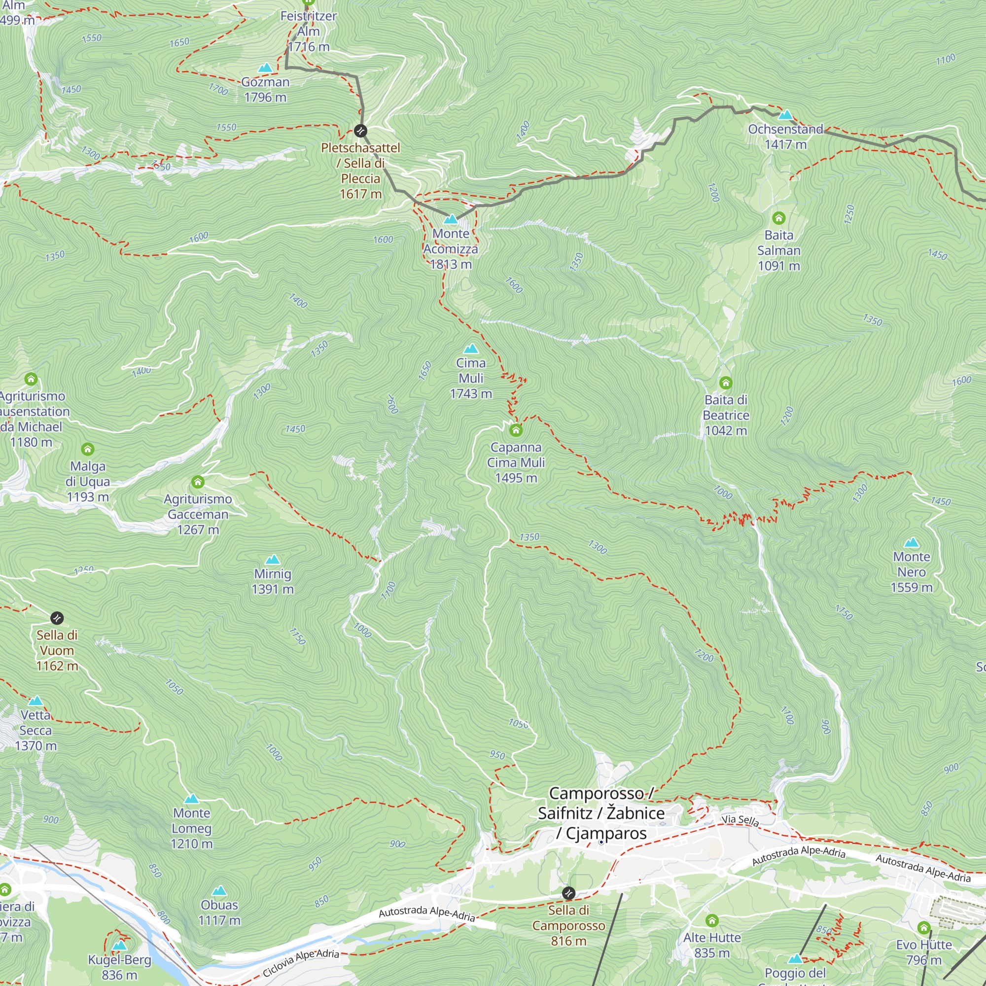 Capanna Cima Muli map