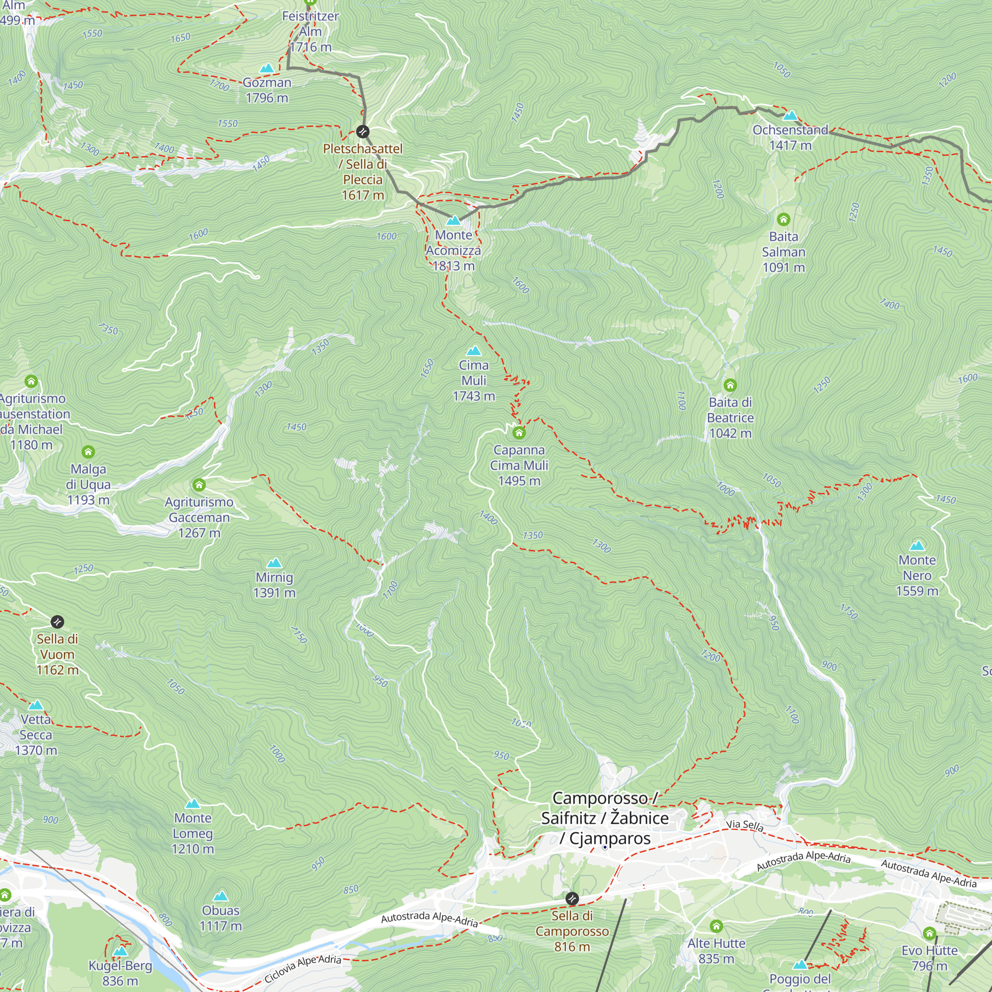 Capanna Cima Muli map