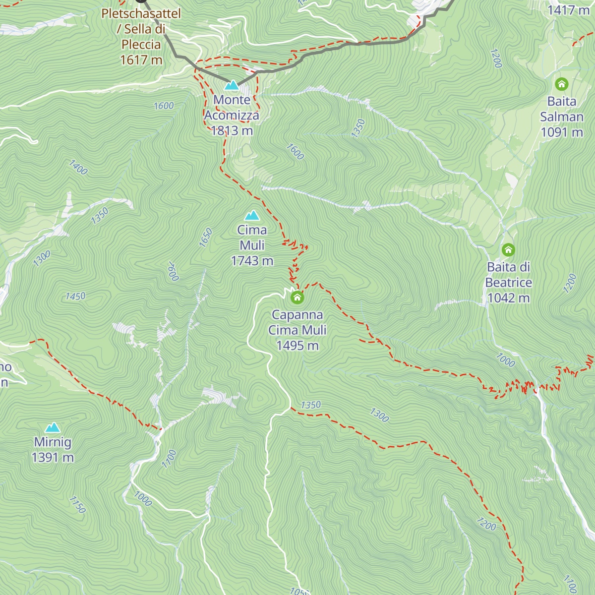 Capanna Cima Muli map