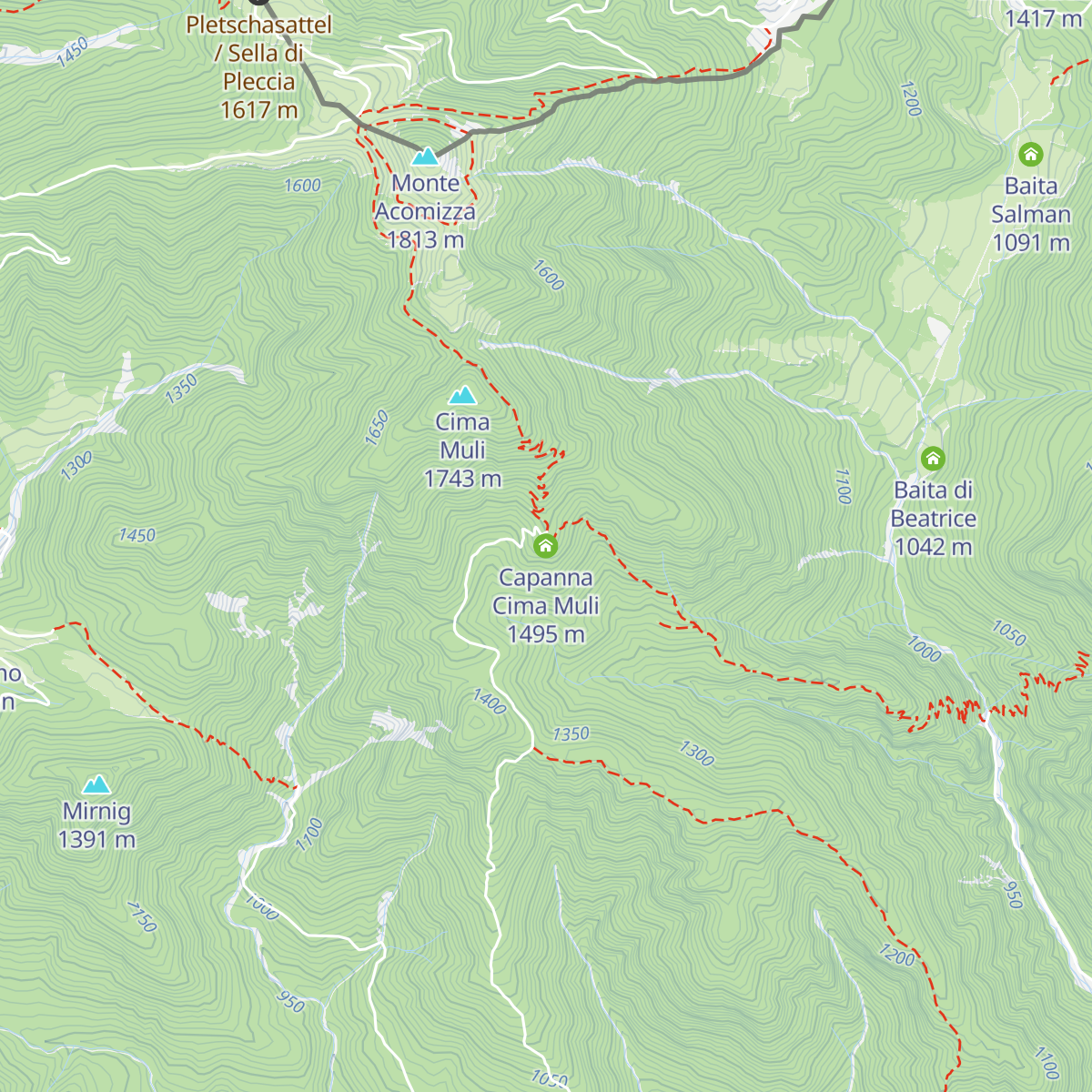 Capanna Cima Muli map