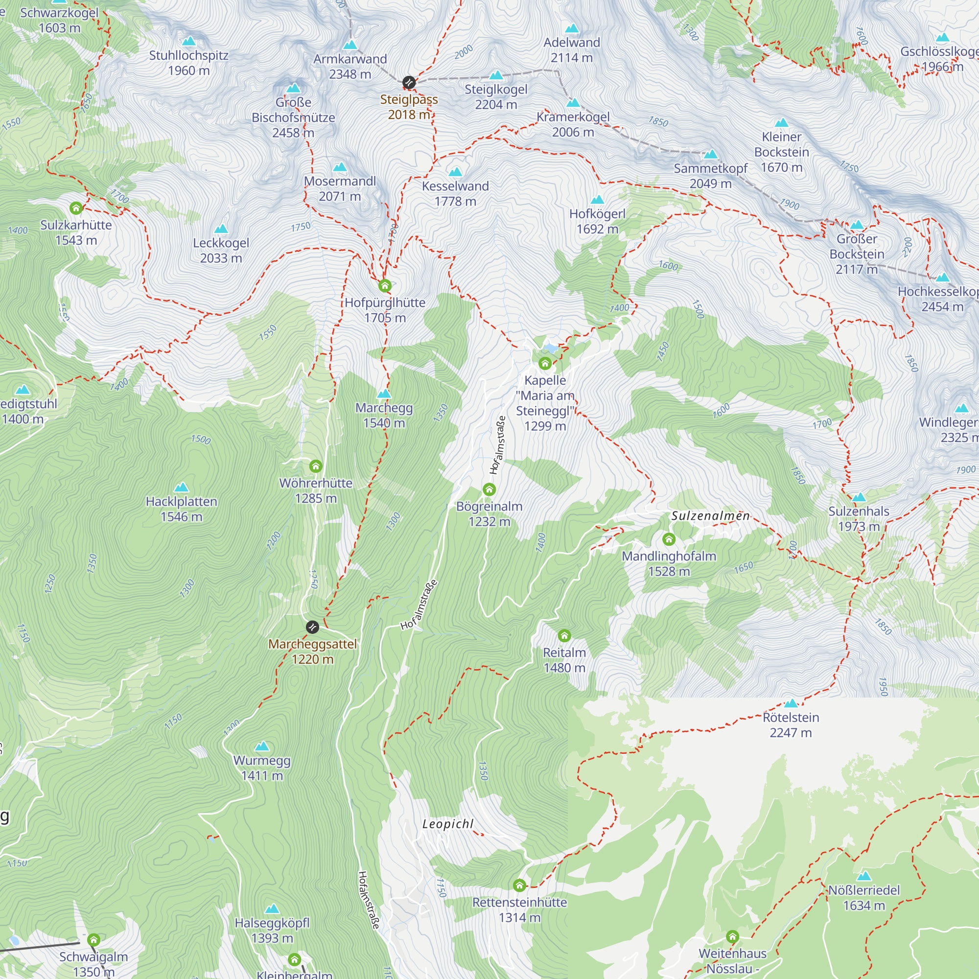 Bögreinalm map