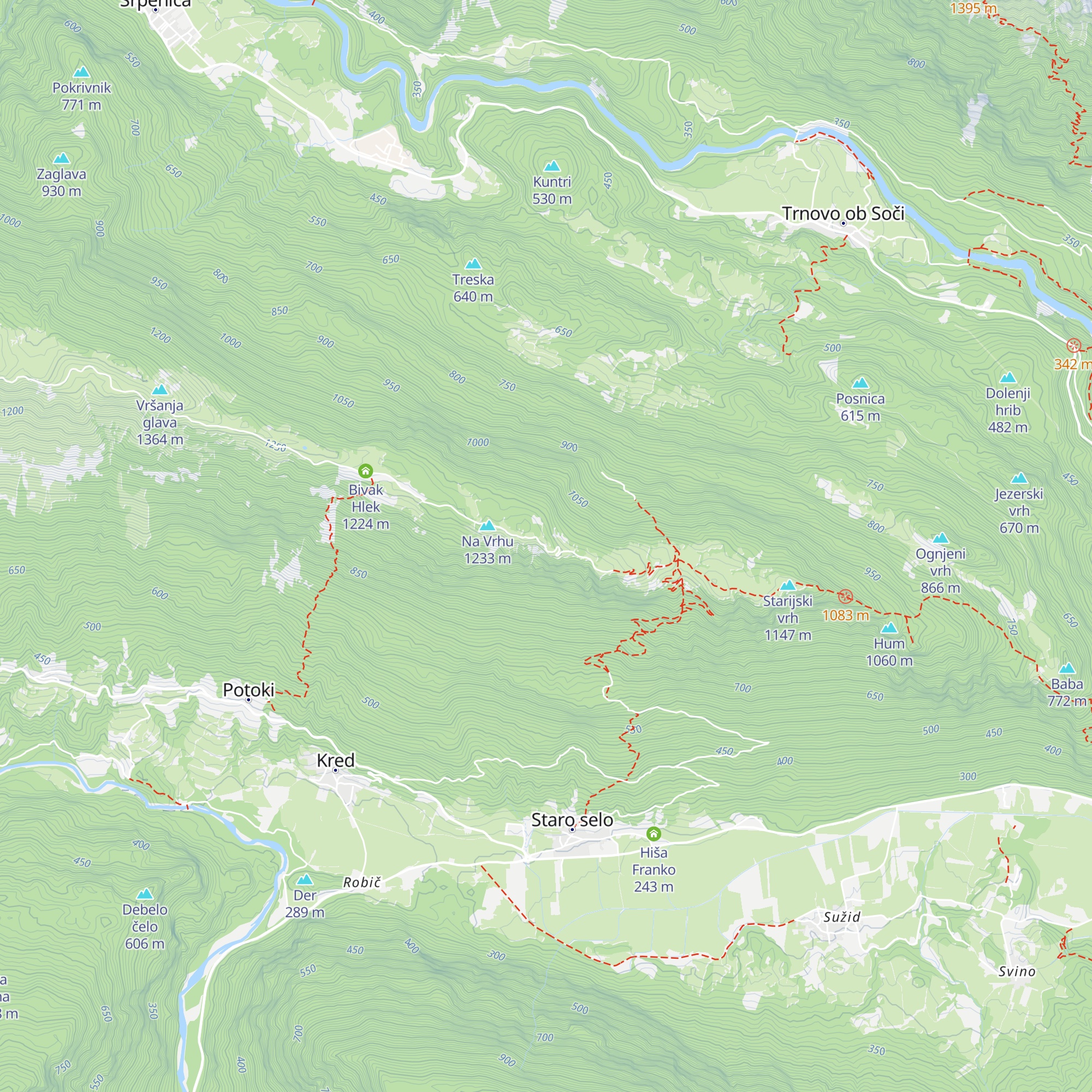 Lovska koča Starijski vrh map