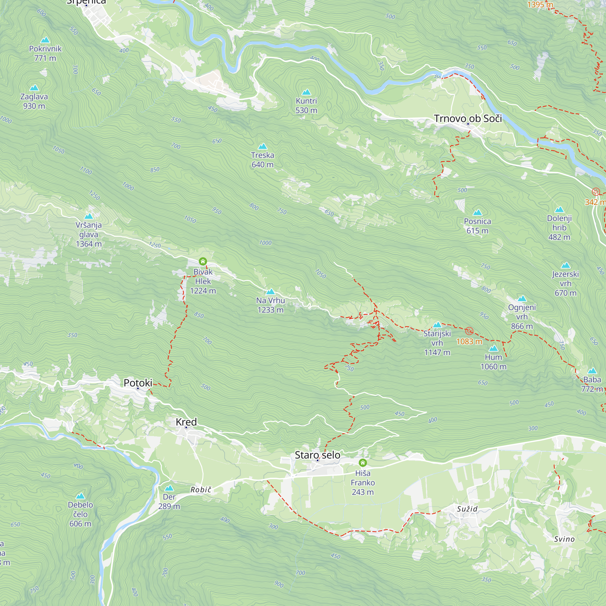 Lovska koča Starijski vrh map