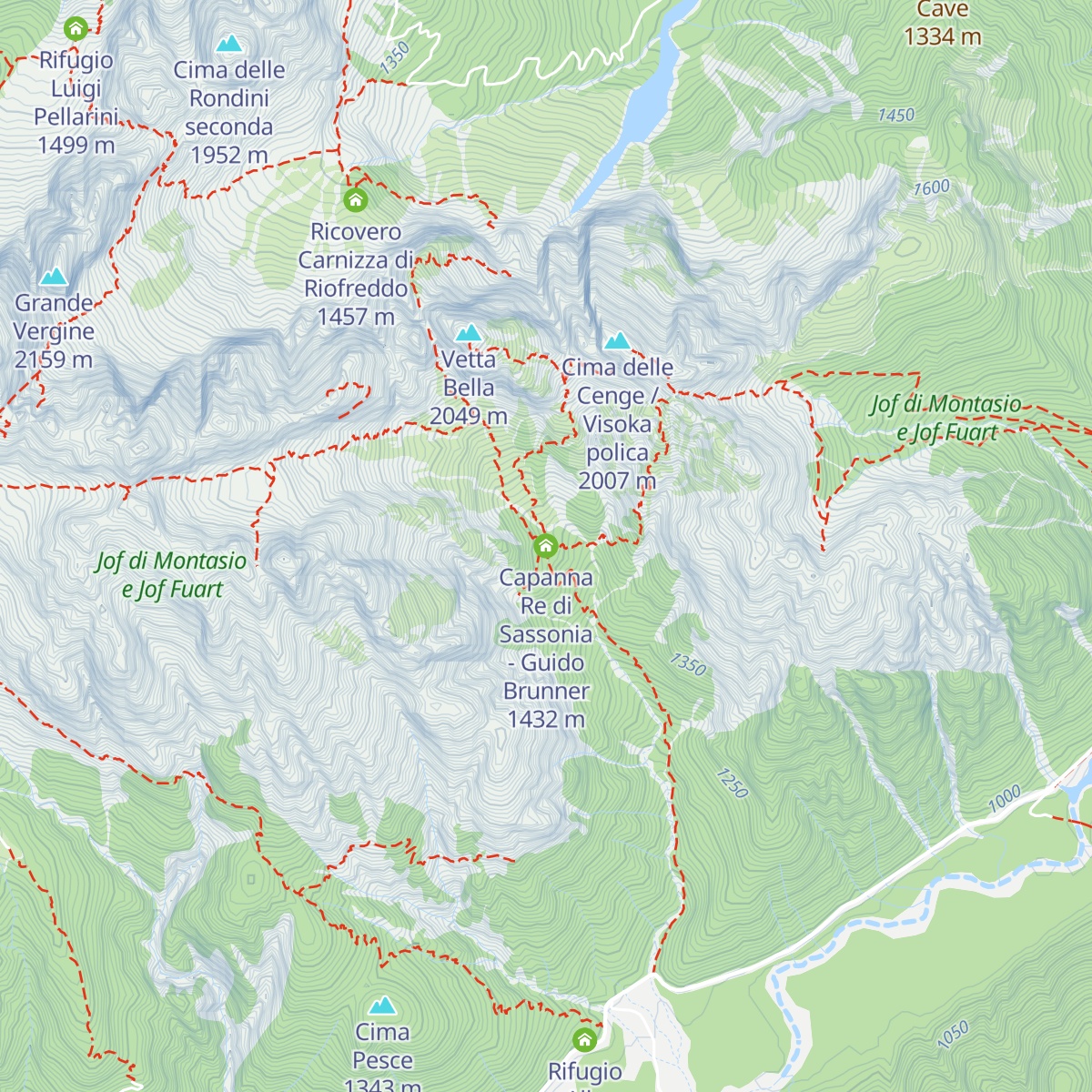 Capanna Re di Sassonia - Guido Brunner map