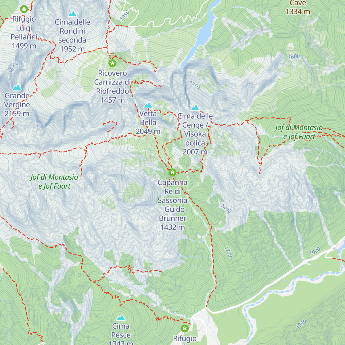 Capanna Re di Sassonia - Guido Brunner map