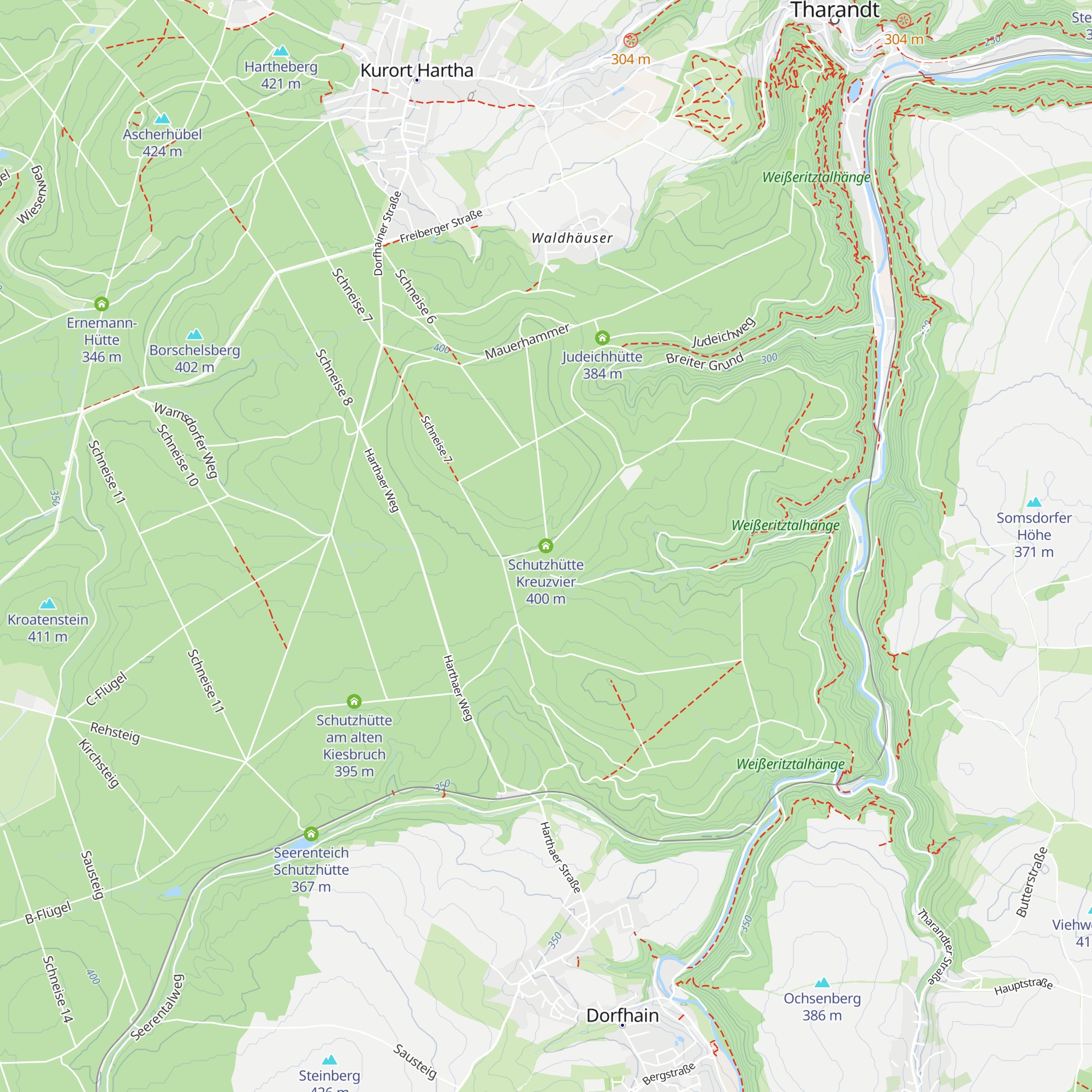 Schutzhütte Kreuzvier map