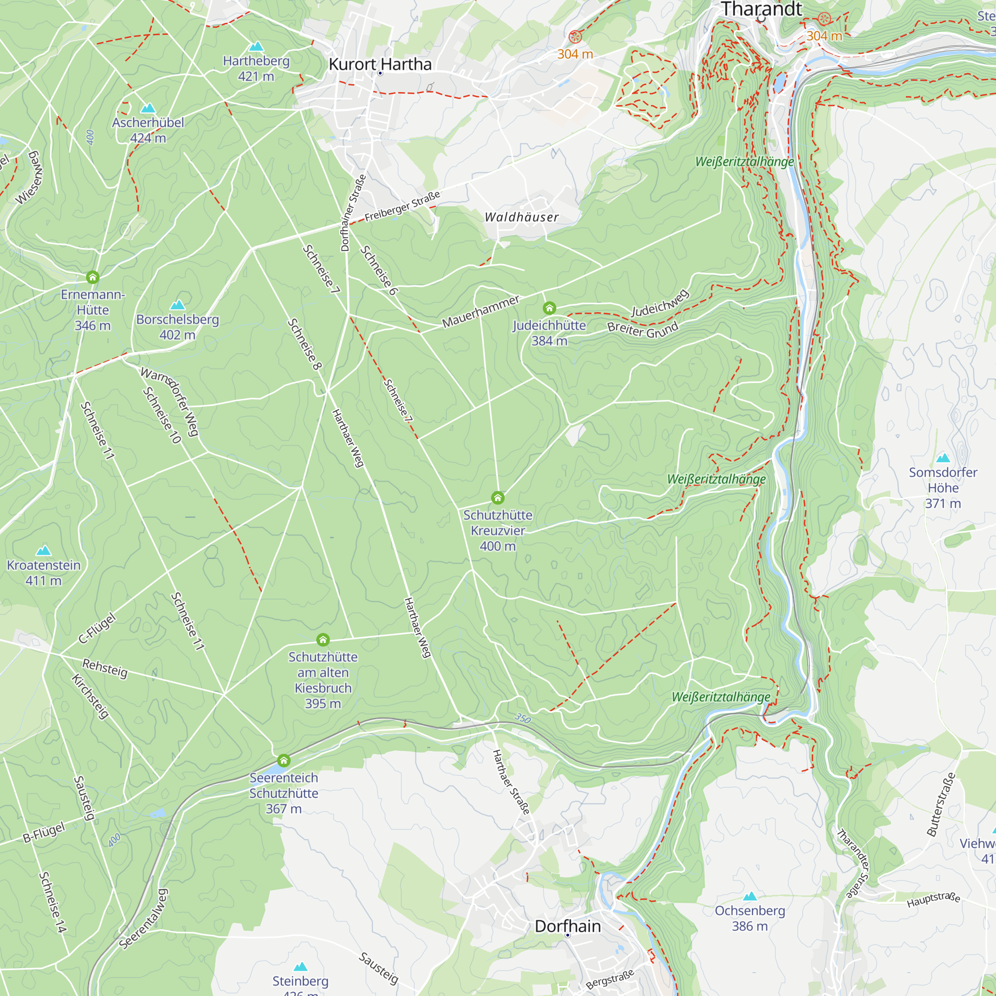 Schutzhütte Kreuzvier map